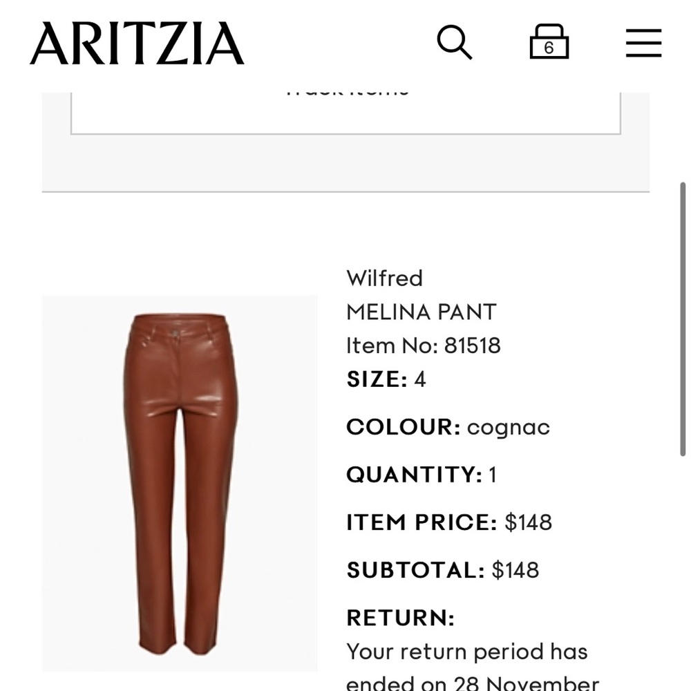 Aritzia Melina pants size
